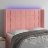 Cabecero con LED de terciopelo rosa 147x16x118/128 cm 1