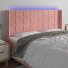 Cabeceira de cama c/ luzes LED veludo 163x16x118/128 cm rosa 1