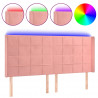 Cabecero con LED de terciopelo rosa 163x16x118/128 cm 2