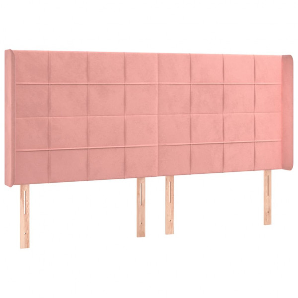 Cabecero con LED de terciopelo rosa 163x16x118/128 cm M 3