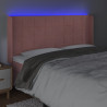 Cabecero con LED de terciopelo rosa 163x16x118/128 cm 4