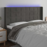 Cabecero con LED de terciopelo gris oscuro 183x16x118/128 cm 1