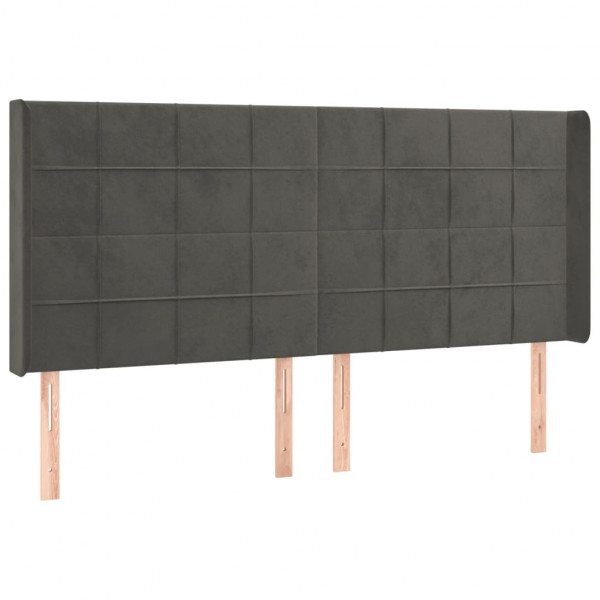 Cabeceira de cama c/ LED veludo 183x16x118/128 cm cinza-escuro M 3