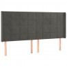 Cabeceira de cama c/ LED veludo 183x16x118/128 cm cinza-escuro 3