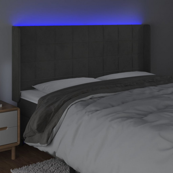 Cabecero con LED de terciopelo gris oscuro 183x16x118/128 cm M 4