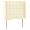 Cabeceira de cama c/ LED 93x16x118/128cm couro artificial crème 3
