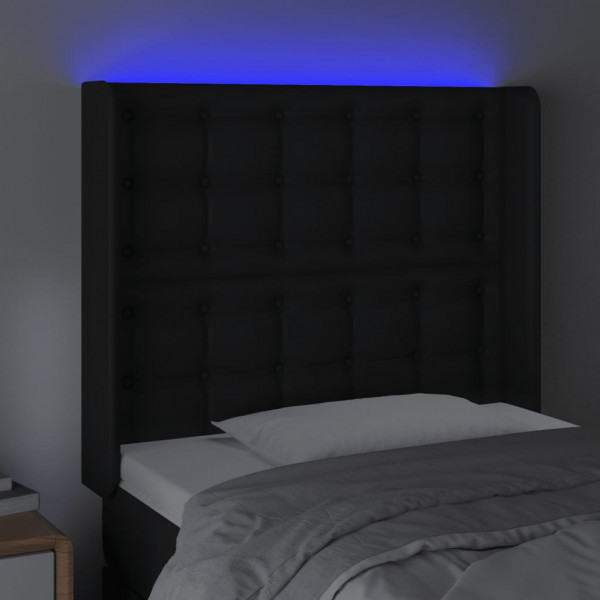 Cabeceira cama c/ LED couro artificial 103x16x118/128 cm preto M 4