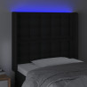 Cabeceira cama c/ LED couro artificial 103x16x118/128 cm preto 4