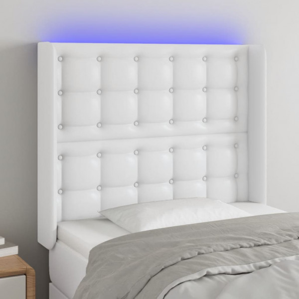 Cabecero con LED cuero sintético blanco 103x16x118/128 cm D