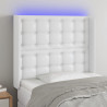Cabecero con LED cuero sintético blanco 103x16x118/128 cm 1