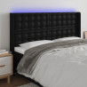 Cabecero con LED cuero sintético negro 147x16x118/128 cm 1