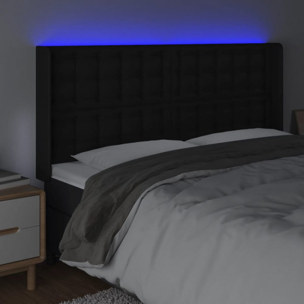 Cabecero con LED cuero sintético negro 147x16x118/128 cm M 4