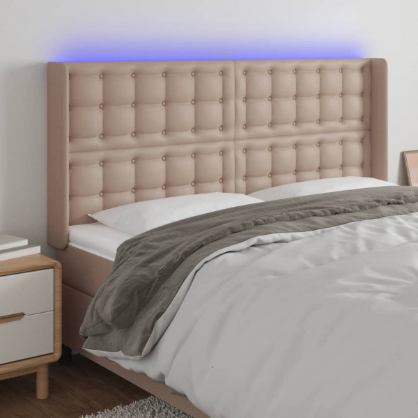 Cabecero con LED cuero sintético capuchino 147x16x118/128cm D