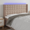 Cabeceira cama c/ LED couro artif. 147x16x118/128 cm cappuccino 1