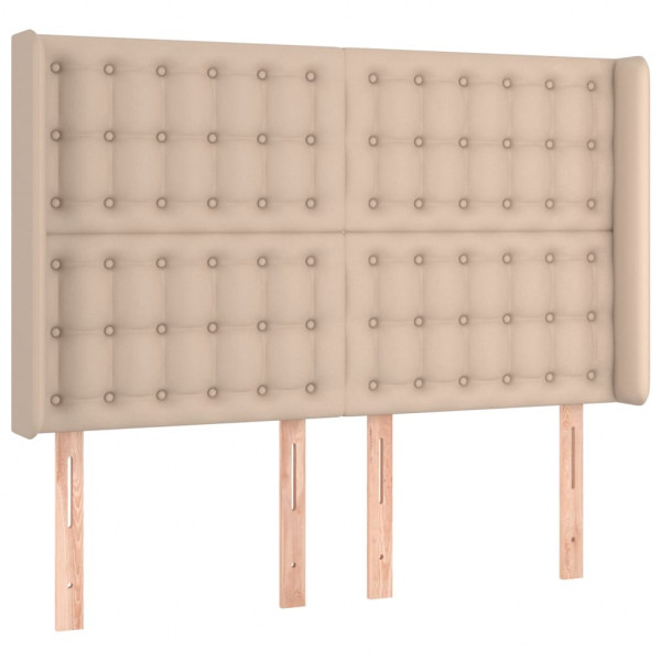 Cabeceira cama c/ LED couro artif. 147x16x118/128 cm cappuccino M 3