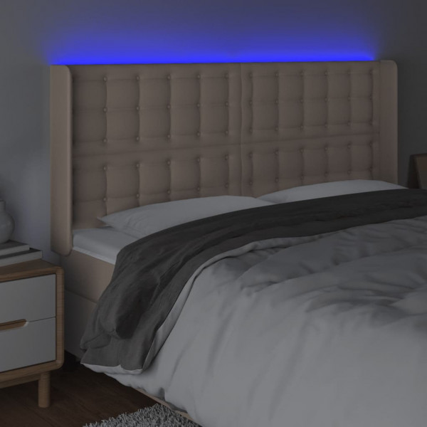 Cabecero con LED cuero sintético capuchino 147x16x118/128cm M 4