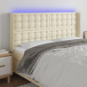 Cabeceira cama c/ LED 163x16x118/128 cm couro artificial crème 1
