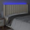 Cabeceira cama c/ LED 163x16x118/128 cm couro artificial crème 4