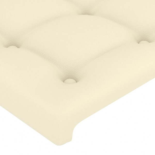 Cabeceira cama c/ LED 163x16x118/128 cm couro artificial crème M 5