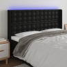Cabecero con LED cuero sintético negro 183x16x118/128 cm 1