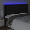 Cabeceira cama c/ LED couro artificial 183x16x118/128 cm preto 4