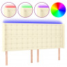 Cabeceira cama c/ LED 203x16x118/128 cm couro artificial crème 2