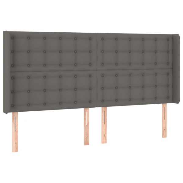 Cabeceira cama c/ LED couro artif. 203x16x118/128 cm cinzento M 3