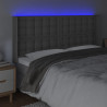 Cabeceira cama c/ LED couro artif. 203x16x118/128 cm cinzento 4