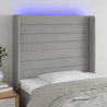 Cabecero con LED de tela gris claro 83x16x118/128 cm 1