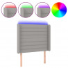 Cabeceira cama c/ luzes LED tecido 83x16x118/128 cm cinza-claro 2
