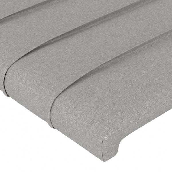 Cabeceira cama c/ luzes LED tecido 83x16x118/128 cm cinza-claro M 5