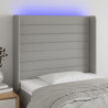 Cabecero con LED de tela gris claro 93x16x118/128 cm 1