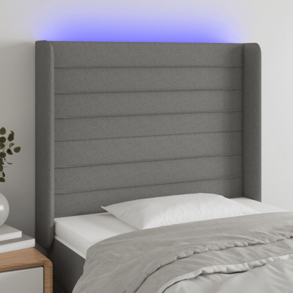 Cabecero con LED de tela gris oscuro103x16x118/128 cm D