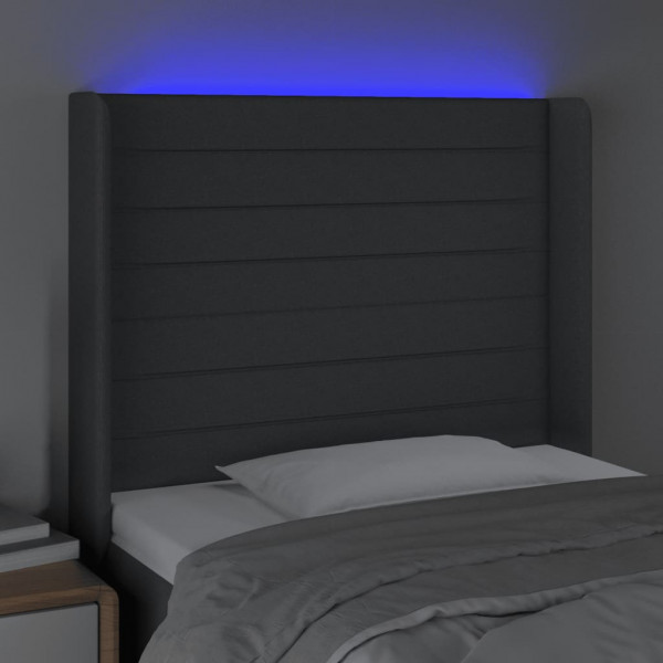 Cabecero con LED de tela gris oscuro103x16x118/128 cm M 4