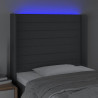 Cabeceira de cama c/ LED tecido 103x16x118/128 cm cinza-escuro 4