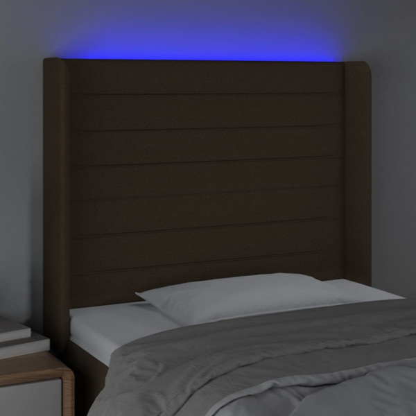 Cabecero con LED de tela marrón oscuro 103x16x118/128 cm M 4