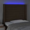 Cabeceira de cama c/ luzes LED tecido 103x16x118/128cm castanho 4