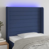 Cabecero con LED de tela azul 103x16x118/128 cm 1