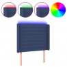 Cabeceira de cama c/ luzes LED tecido 103x16x118/128 cm azul 2