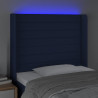 Cabeceira de cama c/ luzes LED tecido 103x16x118/128 cm azul 4