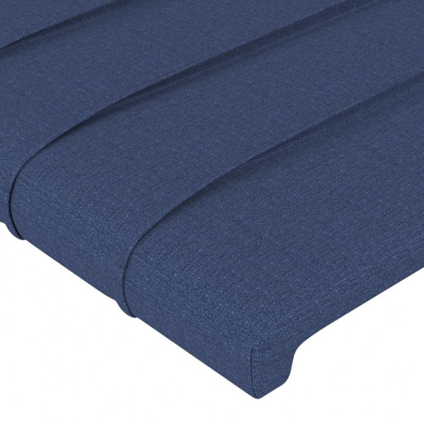 Cabeceira de cama c/ luzes LED tecido 103x16x118/128 cm azul M 5