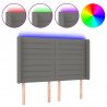 Cabecero con LED de tela gris oscuro 147x16x118/128 cm 2