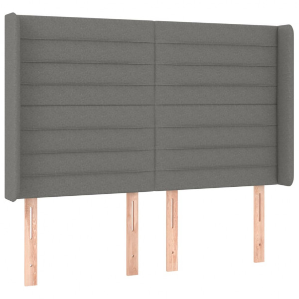 Cabeceira de cama c/ LED tecido 147x16x118/128 cm cinza-escuro M 3