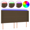 Cabeceira de cama c/ luzes LED tecido 203x16x118/128cm castanho 2