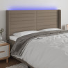 Cabecero con LED de tela gris taupe 203x16x118/128 cm 1