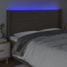 Cabeceira cama c/ LED tecido 203x16x118/128cm cinza-acastanhado 4