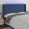 Cabeceira de cama c/ luzes LED tecido 203x16x118/128 cm azul 1