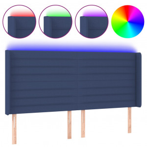 Cabecero con LED de tela azul 203x16x118/128 cm H
