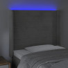Cabeceira cama c/ luzes LED veludo 83x16x118/128 cm cinza-claro 4