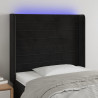 Cabecero con LED de terciopelo negro 83x16x118/128 cm 1